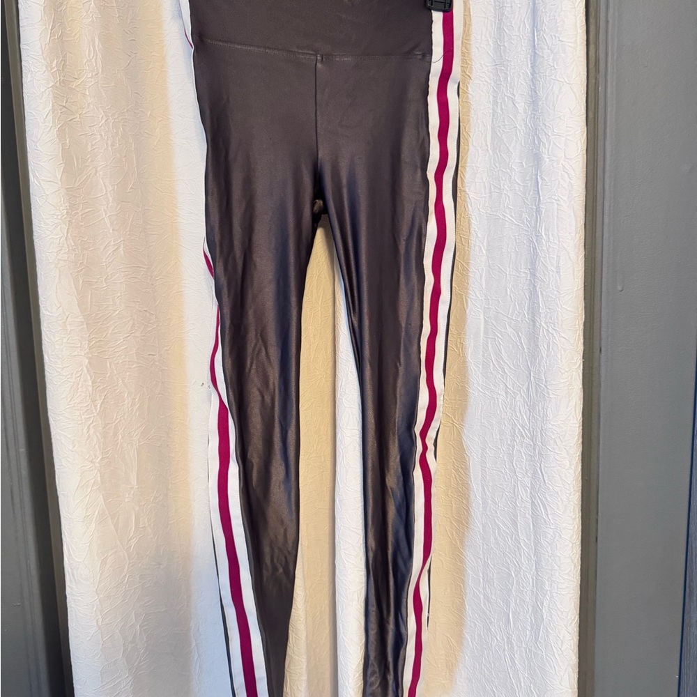 Calvin Klein Kids Black Leggings with red and White Stripes